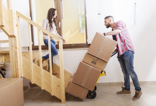 Mover carefully handling items during a planned relocation